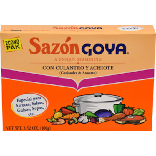 Goya Sazon Coriander & Annatto Seasoning Econo Pak, 18 x 3.52 oz Case - Spices Seasonings