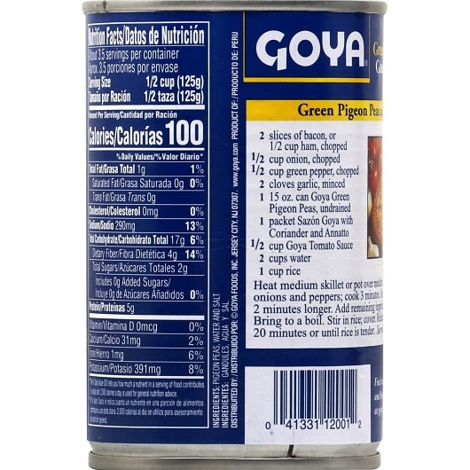 Goya Green Pigeon Peas, 24 x 15 oz Case - DOT product image 8