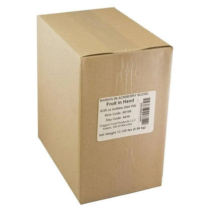 Oregon Fruit Co. Original Marion Blackberry Puree, 6 x 35 oz Case - GS1 closed shipping case image
