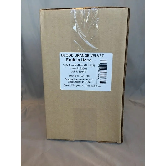 Oregon Fruit Blood Orange Velvet Puree, 6 x 32 fl oz Case - GS1 closed shipping case image