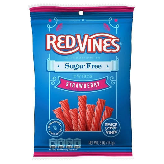 Red Vines Strawberry Sugar Free Strawberry Twists, 12 x 5 oz Case - Candy & Confections