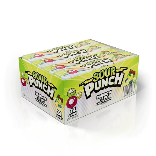 Sour Punch Rainbow Straws Gummy Candy, 12 x 24 x 2 oz Case - Candy & Confections