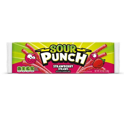 Sour Punch Strawberry Straws, 24 x 4.5 oz Case - Candy & Confections