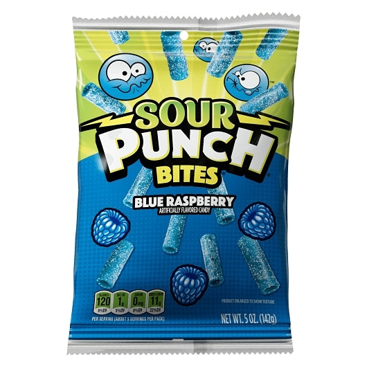 Sour Punch Blue Raspberry Bites, 12 x 5 oz Case - Candy & Confections
