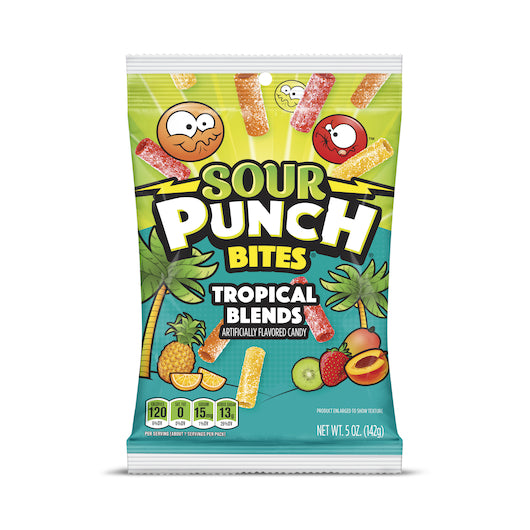 Sour Punch Bites Tropical Blends, 12 x 5 oz Case - Candy & Confections