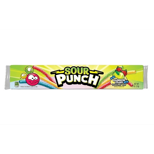 Sour Punch Rainbow Straws Gummy Candy, 12 x 24 x 2 oz Case - DOT product image 2