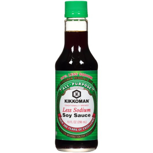 Kikkoman Less Sodium Soy Sauce, 12 x 10 fl oz Case - Condiments & Sauces