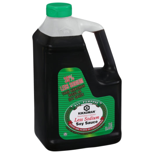 Kikkoman Less Sodium Soy Sauce, 6 x 0.5 GA Case - Condiments & Sauces