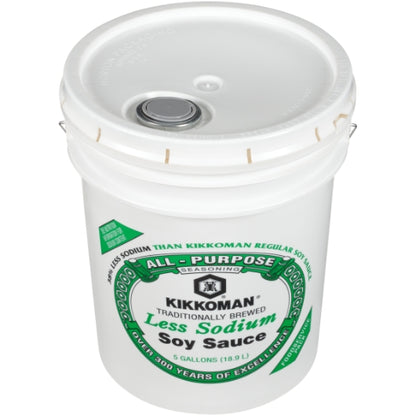 Kikkoman Less Sodium Soy Sauce, 1 x 5 GA Case - Condiments & Sauces
