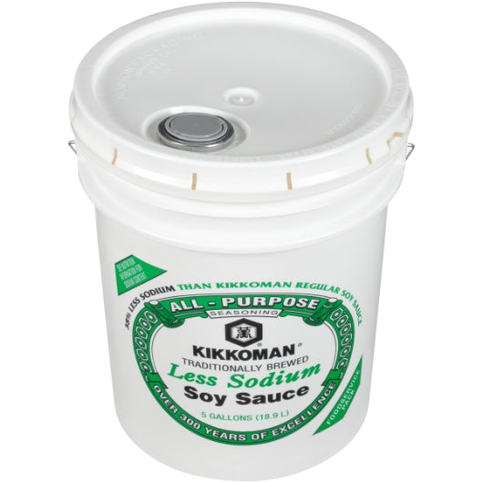 Kikkoman Less Sodium Soy Sauce, 1 x 5 GA Case - Condiments & Sauces