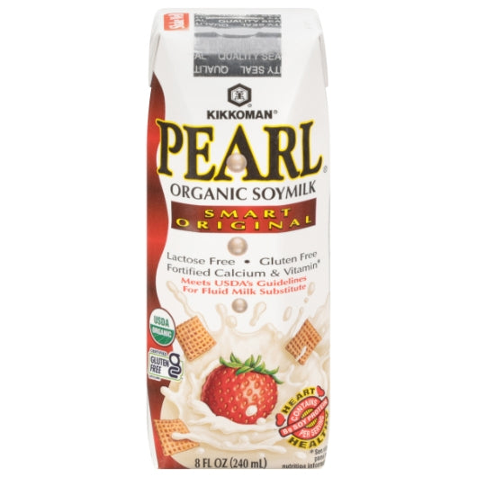 Kikkoman Pearl Organic Smart Original Soymilk, 24 x 8 fl oz Case - Condiments & Sauces