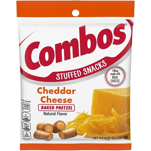 Combos Cheddar Cheese Pretzel Combo Snack, 12 x 6.3 oz Case - Crackers & Grahams