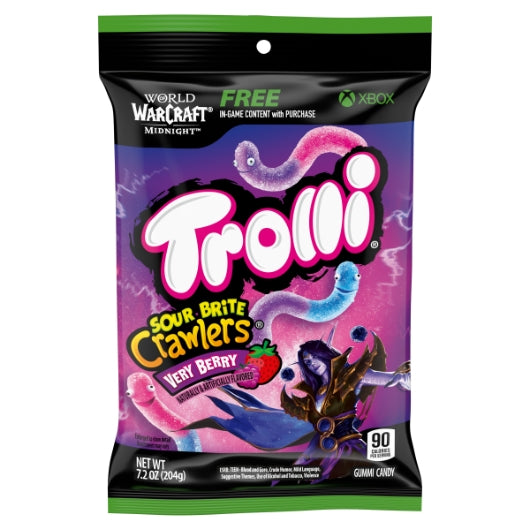 Trolli Very Berry Sour Brite Crawlers Gummy Candy, 8 x 7.2 oz Case - Candy & Confections