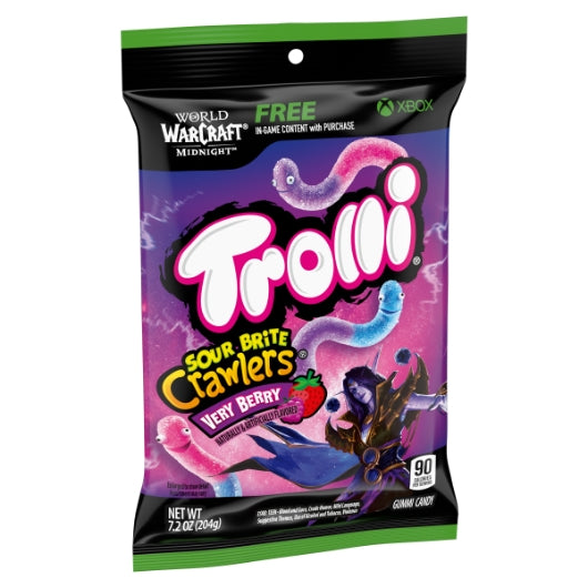 Trolli Very Berry Sour Brite Crawlers Gummy Candy, 8 x 7.2 oz Case - Alternate product angle or state
