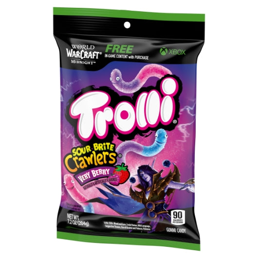 Trolli Very Berry Sour Brite Crawlers Gummy Candy, 8 x 7.2 oz Case - Alternate product angle or state
