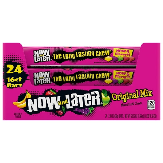 Now and Later Original Mix Bar Gummy Candy, 12 x 24 x 2.44 oz Case - DOT product image 2