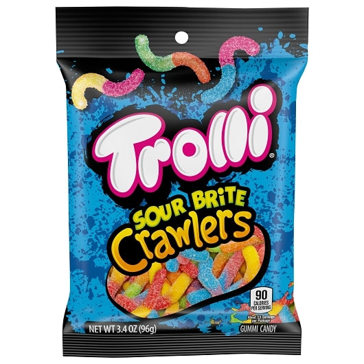 Trolli Sour Brite Crawlers Gummy Candy, 12 x 3.4 oz Case - Candy & Confections
