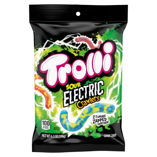 Trolli Electric Crawlers Peg Bag, 8 x 6.3 oz Case - Candy & Confections