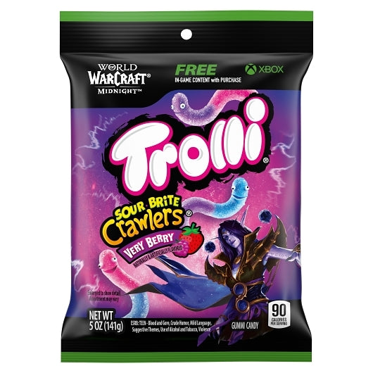 Trolli Very Berry Sour Brite Crawlers Gummy Candy, 12 x 5 oz Case - Candy & Confections