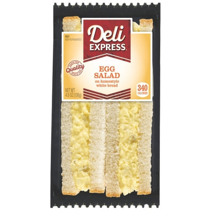Deli Express Individually Wrapped Egg Salad On Homestyle White Bread Sandwich Wedge, 10 x 4.8 oz Case - Prepared Foods