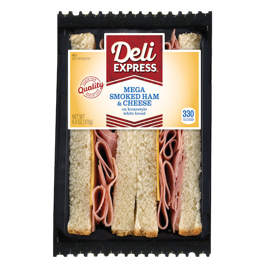 Deli Express Individually Wrapped Mega Smoked Ham & Cheese Sandwich Wedge, 8 x 6 oz Case - DOT product image 4