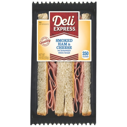 Deli Express Individually Wrapped Smoked Ham & Cheese Sandwich Wedge, 10 x 4.4 oz Case - Prepared Foods