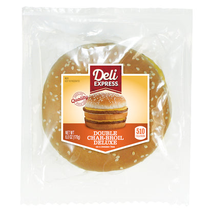 Deli Express Individually Wrapped Double Char-Broil Deluxe On Sesame Bunn, 8 x 6 oz Case - DOT product image 6