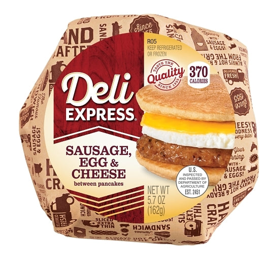 Deli Express Hot-To-Go Individually Wrapped Sausage Egg & Cheese Between Pancake, 12 x 5.2 oz Case - DOT product image 4