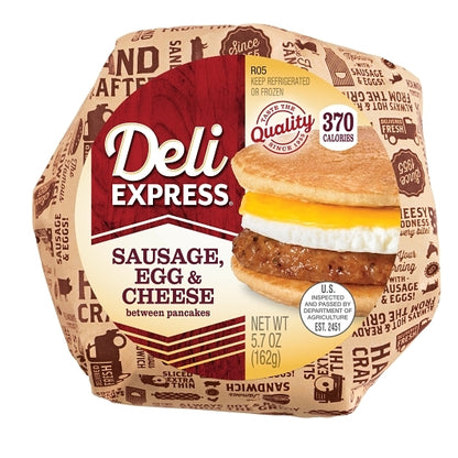 Deli Express Hot-To-Go Individually Wrapped Sausage Egg & Cheese Between Pancake, 12 x 5.2 oz Case - DOT product image 4