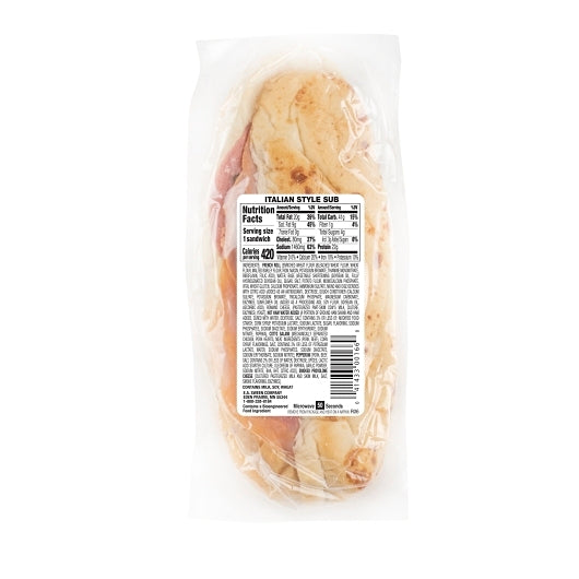 Deli Express Individually Wrapped Traditional Italian Style Sub, 8 x 6.1 oz Case - DOT product image 3