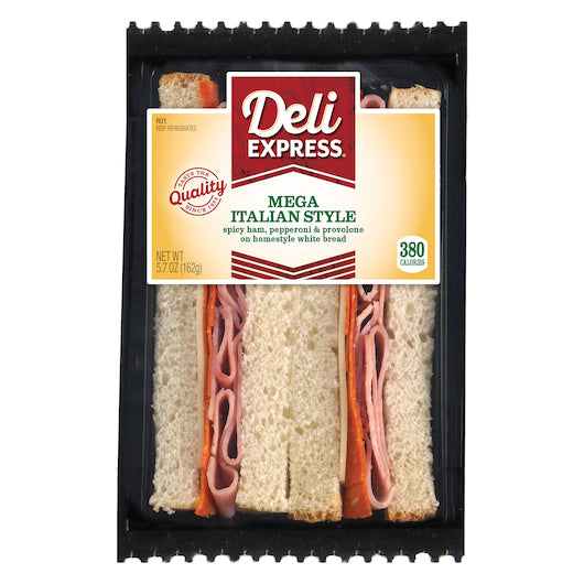 Deli Express Individually Wrapped Mega Italian Style Sandwich Wedge, 8 x 5.7 oz Case - DOT product image 6
