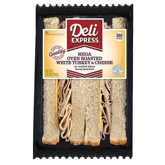 Deli Express Individually Wrapped Mega Hickory Smoked Turkey & Cheese Sandwich Wedge, 8 x 5.8 oz Case - DOT product image 7
