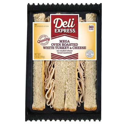 Deli Express Individually Wrapped Mega Hickory Smoked Turkey & Cheese Sandwich Wedge, 8 x 5.8 oz Case - DOT product image 7