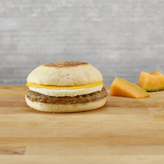 Deli Express Hot-To-Go Individually Wrapped Sausage, Egg & Cheese English Muffin, 12 x 5.1 oz Case - DOT product image 2