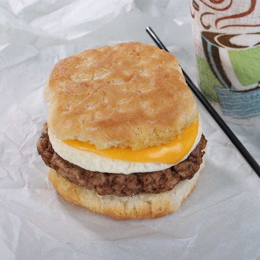 Deli Express Hot-To-Go Individually Wrapped Sausage, Egg & Cheese Biscuit, 12 x 5.3 oz Case - DOT product image 3