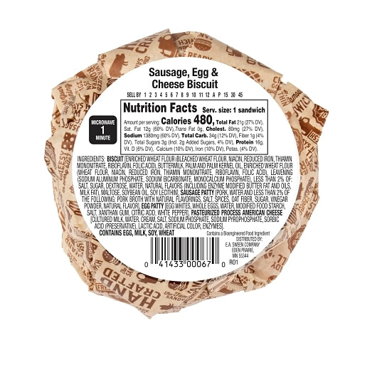 Deli Express Hot-To-Go Individually Wrapped Sausage, Egg & Cheese Biscuit, 12 x 5.3 oz Case - DOT product image 8