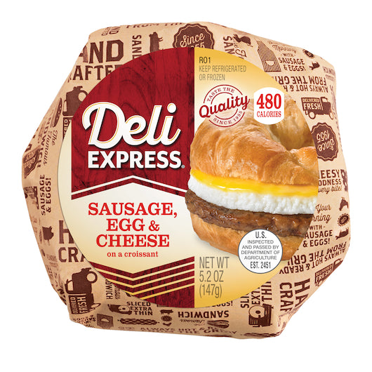 Deli Express Hot-To-Go Individually Wrapped Sausage, Egg, & Cheese Croissant, 10 x 4.8 oz Case - DOT product image 3