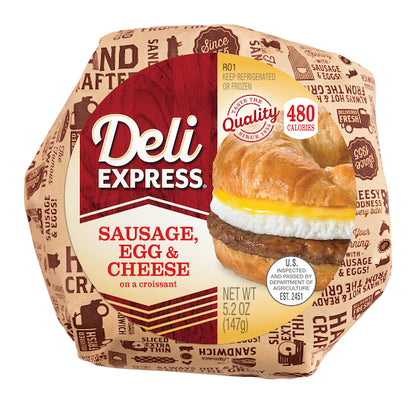 Deli Express Hot-To-Go Individually Wrapped Sausage, Egg, & Cheese Croissant, 10 x 4.8 oz Case - DOT product image 3