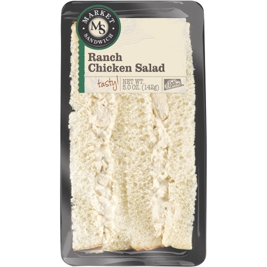 Deli Express Ranch Individually Wrapped Ranch Chicken Salad Sandwich on White Bread, 10 x 5 oz Case - Prepared Foods