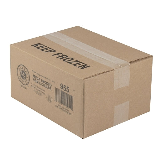Deli Express Black Individually Wrapped Mega Smoked Ham & Cheese Sandwich Wedge, 8 x 6.3 oz Case - DOT product image 2