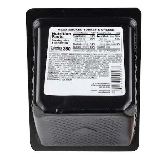 Deli Express Hickory Individually Wrapped Mega Smoked Turkey & Cheese Sandwich Wedge, 8 x 6.3 oz Case - DOT product image 2