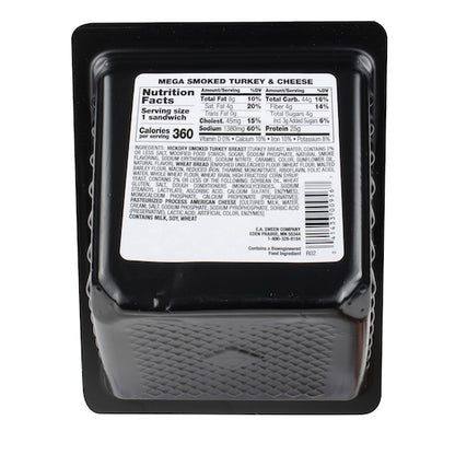 Deli Express Hickory Individually Wrapped Mega Smoked Turkey & Cheese Sandwich Wedge, 8 x 6.3 oz Case - DOT product image 2