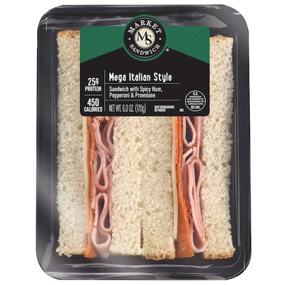 Deli Express Italian Individually Wrapped Mega Italian Style Sandwich Wedge, 8 x 6 oz Case - DOT product image 2