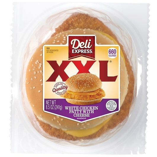 Deli Express Individually Wrapped XX-Large Chicken With Cheese Sandwich, 6 x 8.5 oz Case - DOT product image 2
