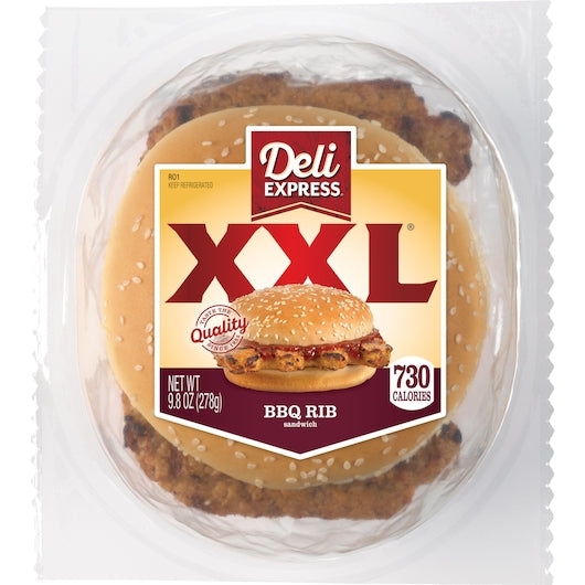 Deli Express Individually Wrapped XXL BBQ Rib Sandwich, 6 x 8.8 oz Case - DOT product image 2