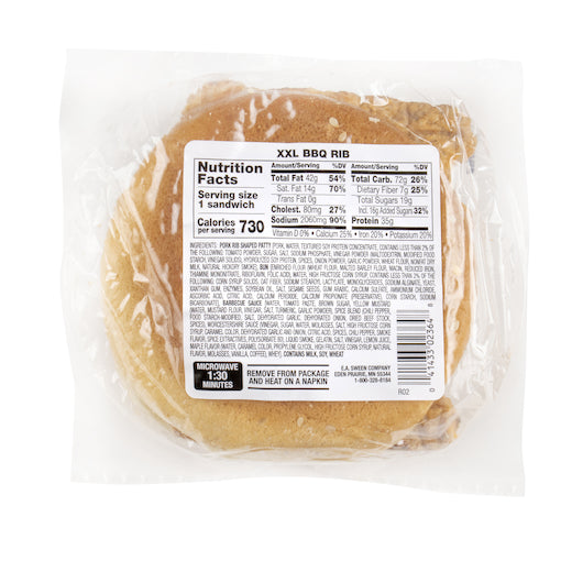 Deli Express Individually Wrapped XXL BBQ Rib Sandwich, 6 x 8.8 oz Case - DOT product image 6