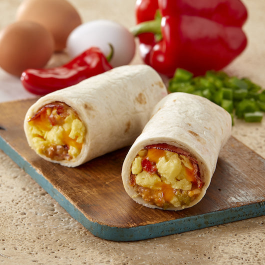 Deli Express Breakfast Scrambler Wrap: Eggs, Bacon & Cheddar Cheese Burrito, 12 x 6.1 oz Case - DOT product image 2