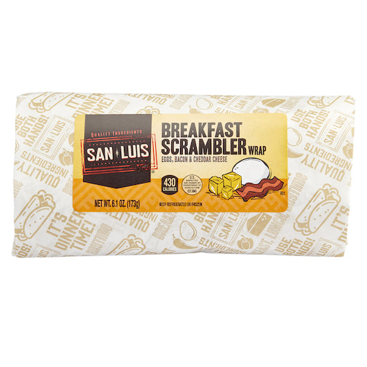 Deli Express Breakfast Scrambler Wrap: Eggs, Bacon & Cheddar Cheese Burrito, 12 x 6.1 oz Case - DOT product image 3