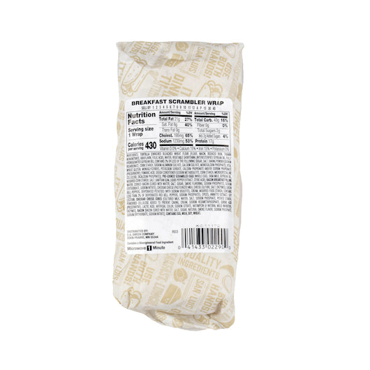 Deli Express Breakfast Scrambler Wrap: Eggs, Bacon & Cheddar Cheese Burrito, 12 x 6.1 oz Case - DOT product image 4
