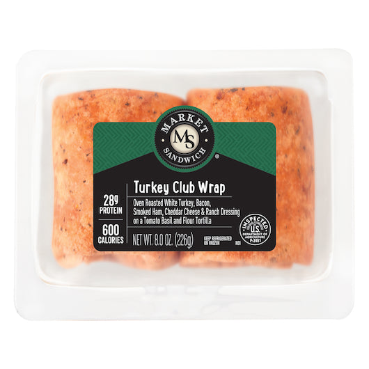 Deli Express Market Individually Wrapped Turkey Club With Bacon, Ham, Cheddar Cheese, & Ranch Dressing Wrap, 8 x 8 oz - DOT product image 5